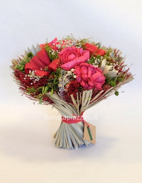 Bouquet fiori essiccati (colori assortiti) dimensione 30X30 cm